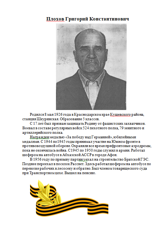 Плохов Григорий Константинович.